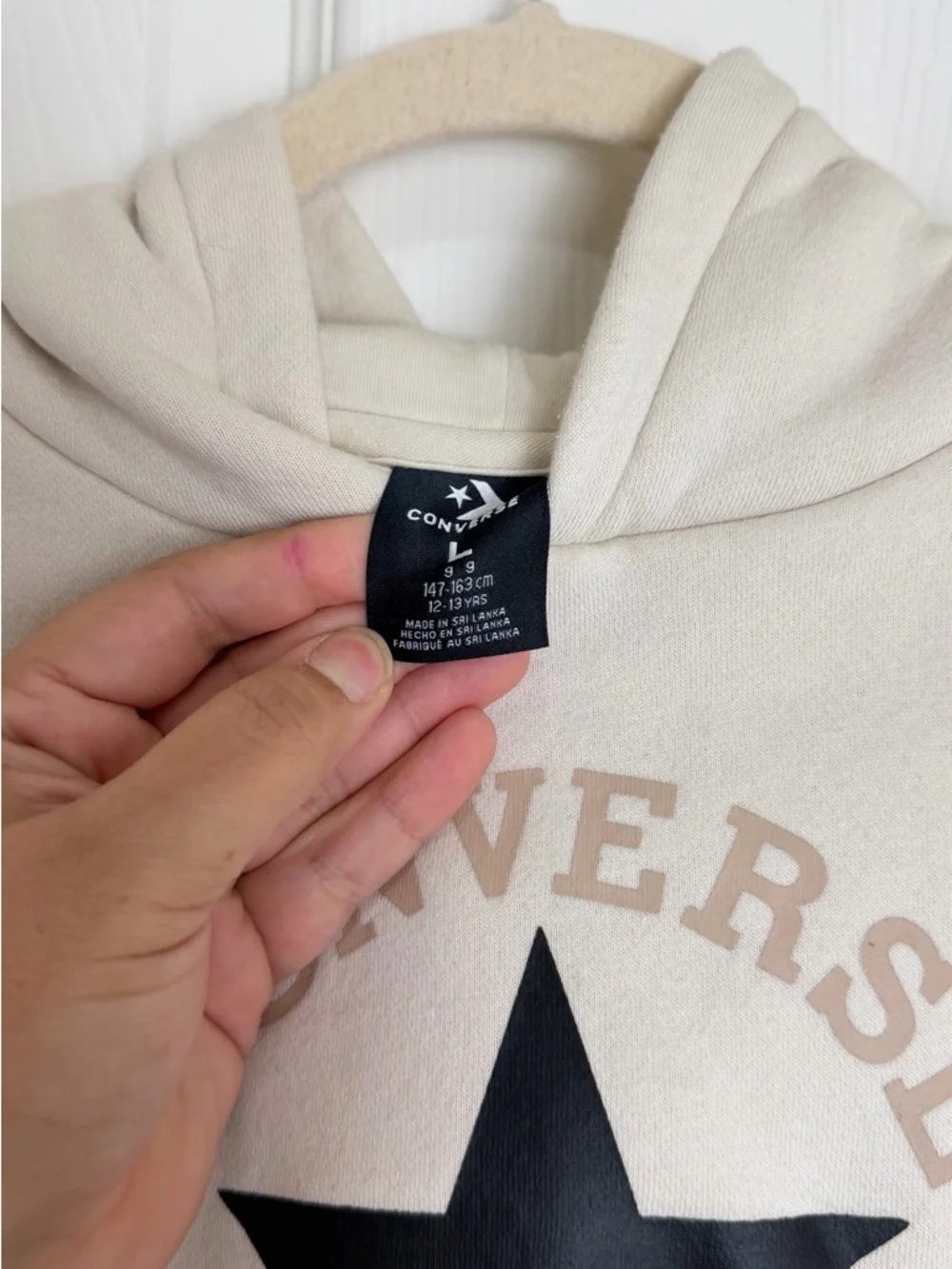 Converse Cream pullover Hoodie with Black Star Logo